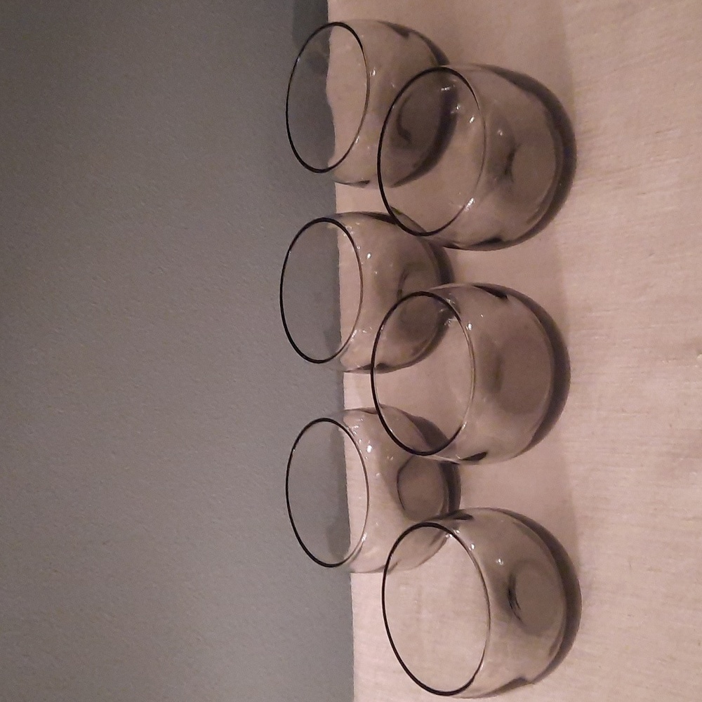 Set of 6 Vintage Smokey Gray Glasses